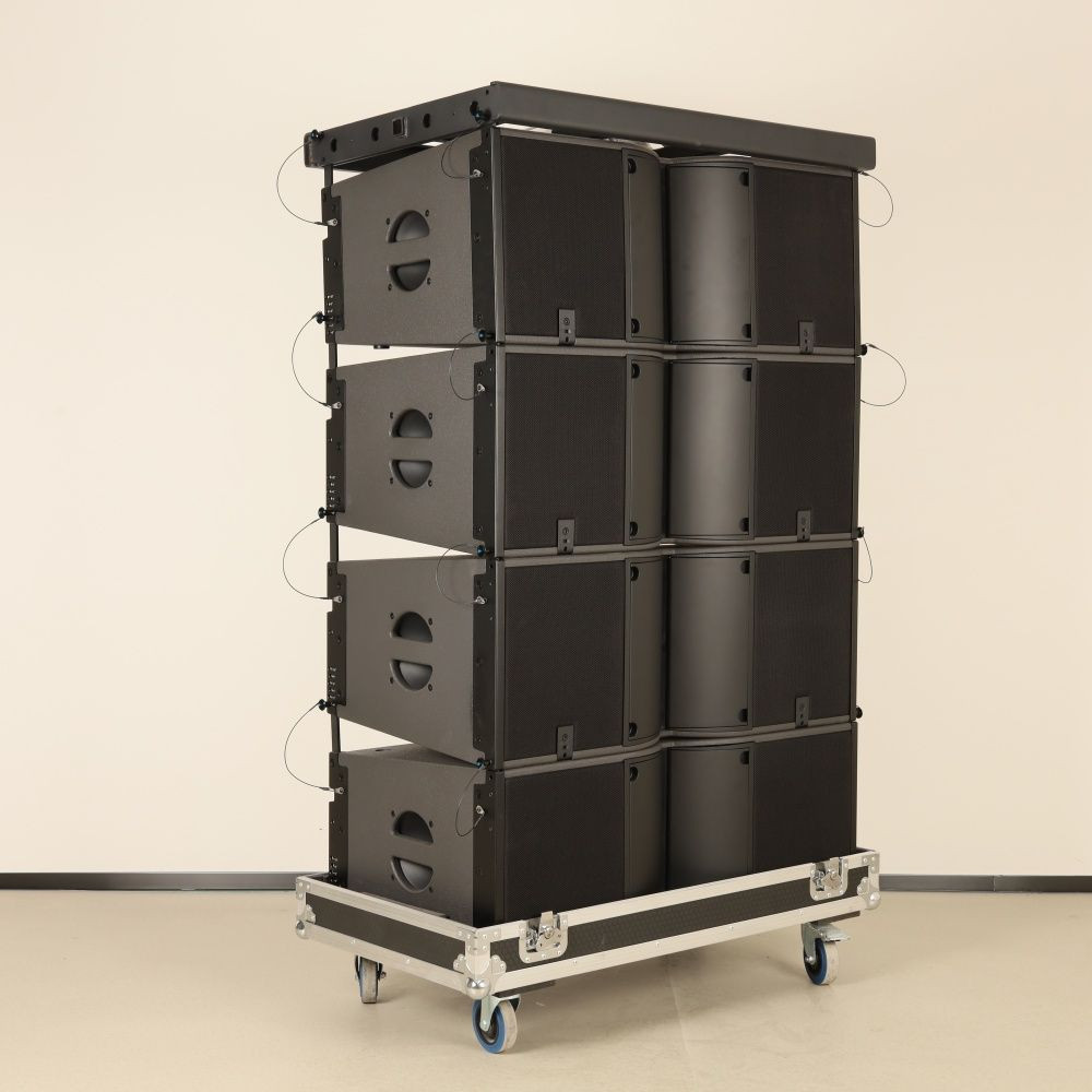 Domc High-Power Dual 8" Array: 450W Bass, Polyurea Finish, Speakon Customizable 1: 1 Speaker: Russian Birch Build 4-Pin
